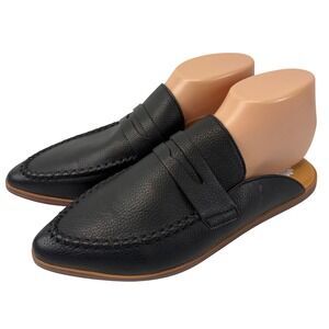 Yellow Box Nineta Womens 9 Black Pointed Toe Penny Loafer Mules Whipstitch